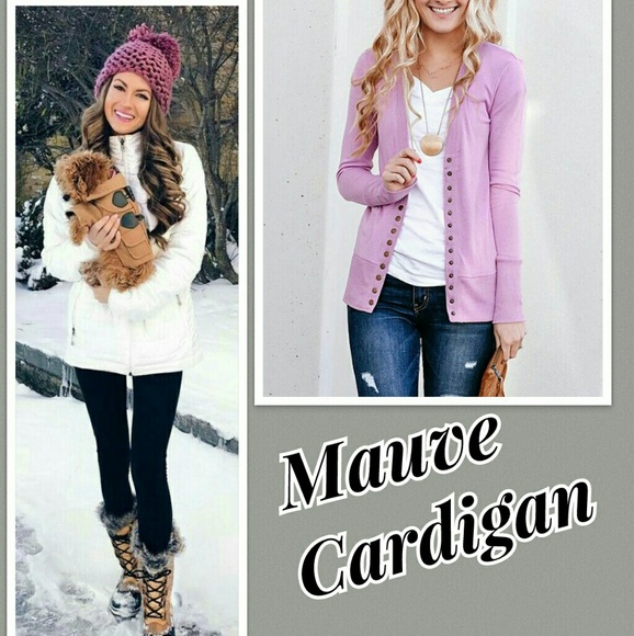 Zenana Outfitters Sweaters - Mauve Snap Button Cardigan